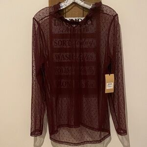 Halogen Deep Red Sheer Blouse